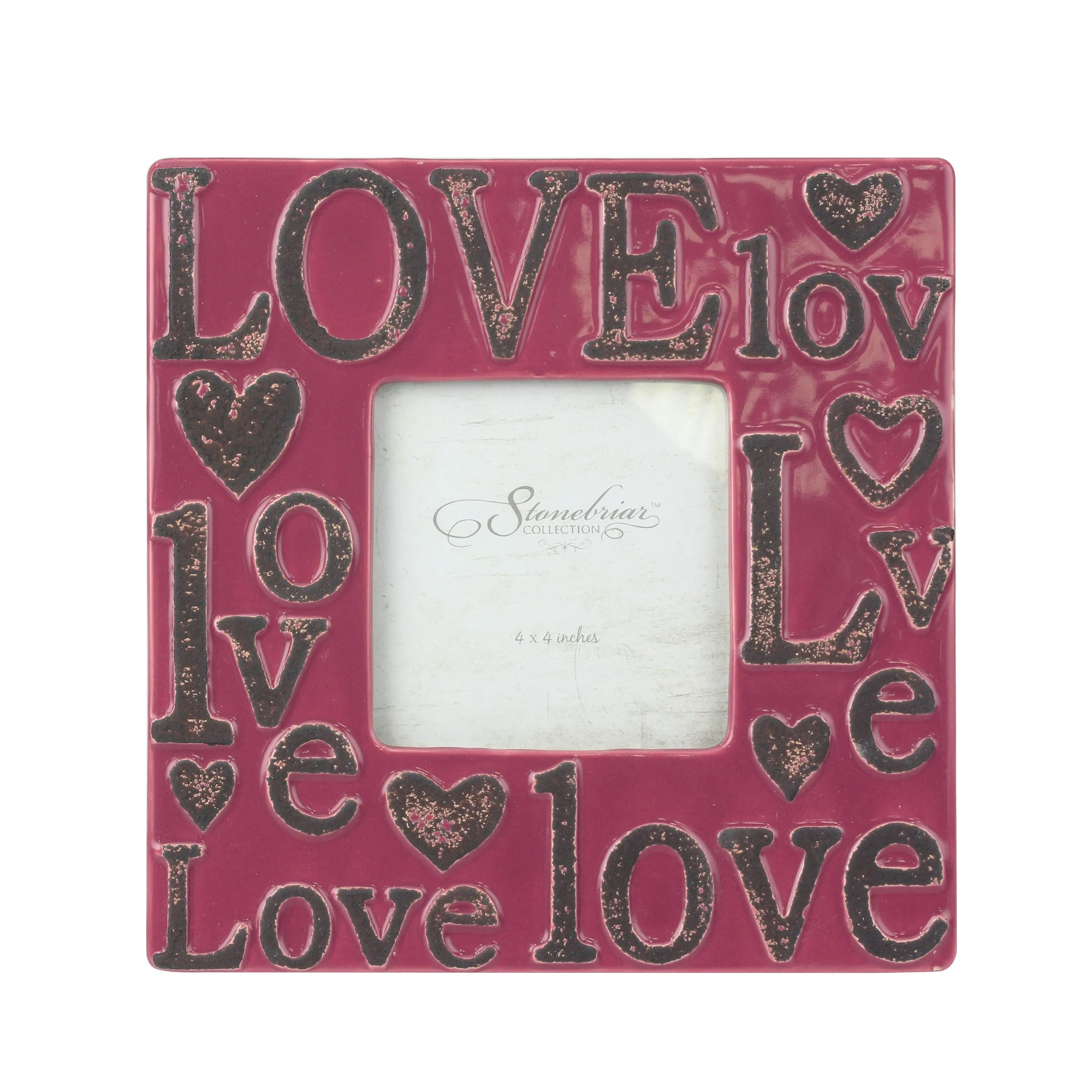 4x4 Worn Marsala Ceramic LOVE Frame