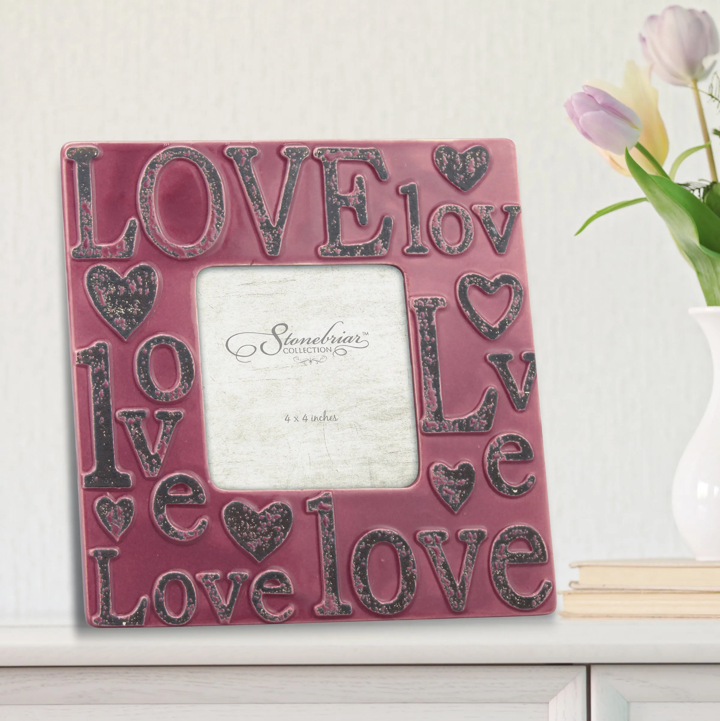 4x4 Worn Marsala Ceramic LOVE Frame