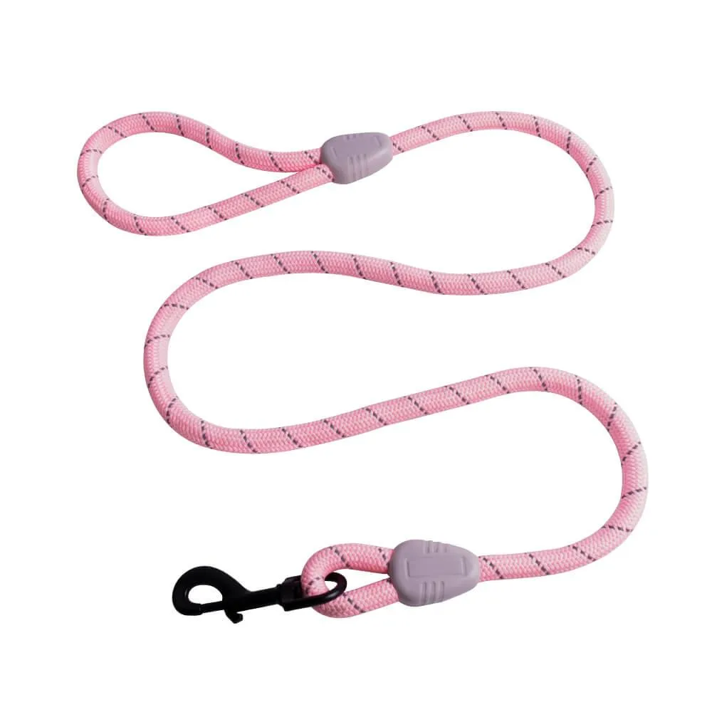 AllPetSolutions Reflective Rope Dog Lead, Pink, 140cm