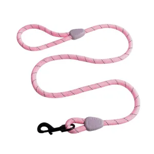 AllPetSolutions Reflective Rope Dog Lead, Pink, 140cm