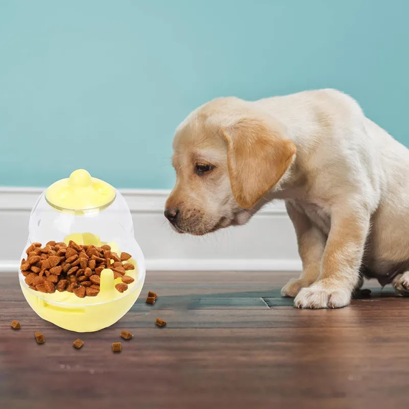 Anti-Choking Ball Feeding Bowl For Pets- Ba-661 Yellow