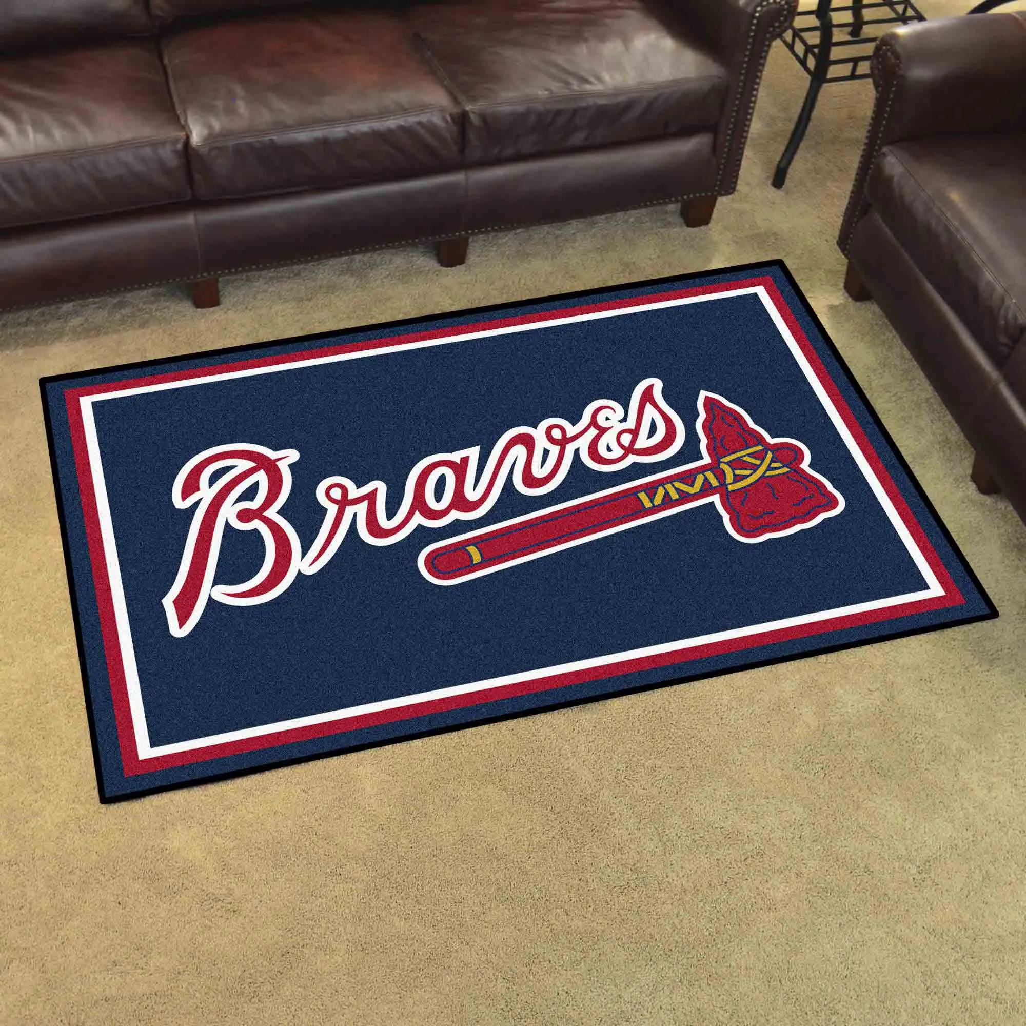 Atlanta Braves 4ft. x 6ft. Plush Area Rug "Braves" Logo