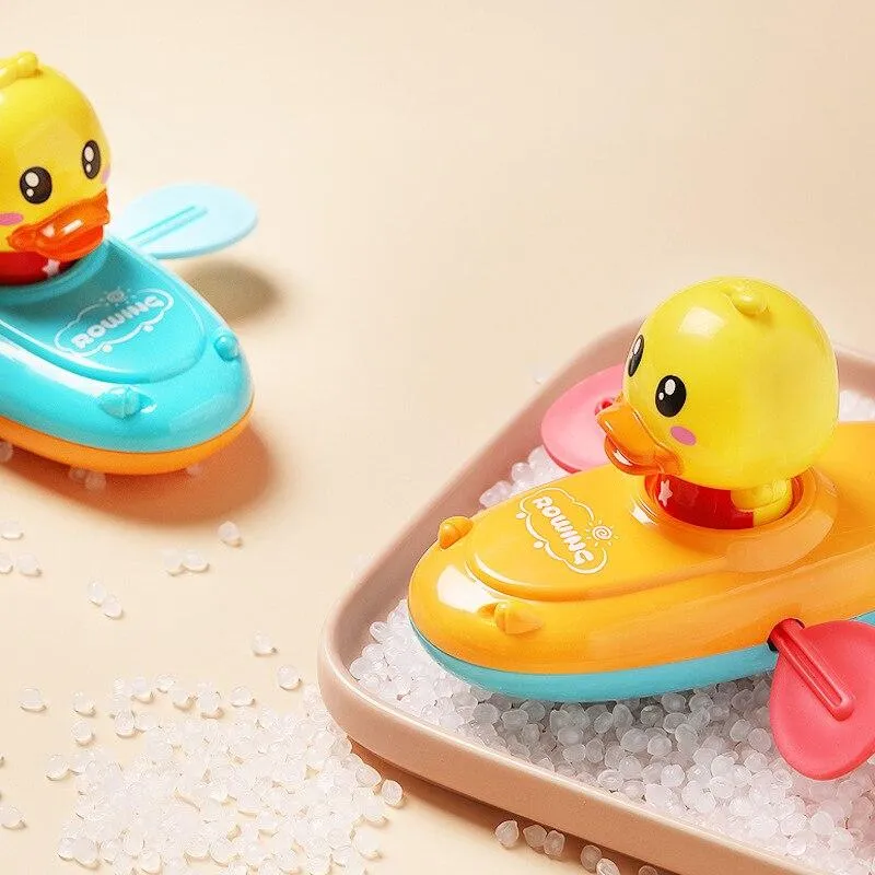 Baby Bath Toy Rowing Boat Duck Floating Water Wind-up Chain