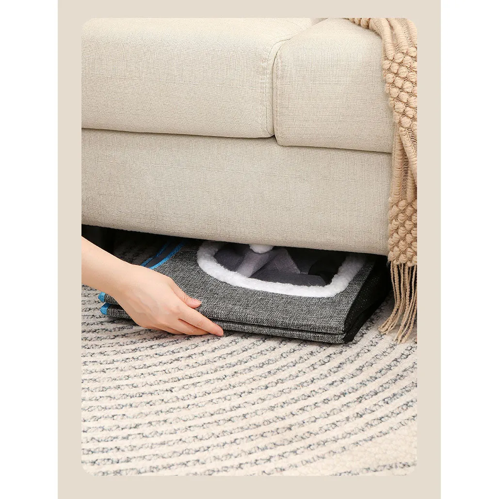 Cat Cave for Pet Cat House with Hanging Ball and Scratch Pad-Blue