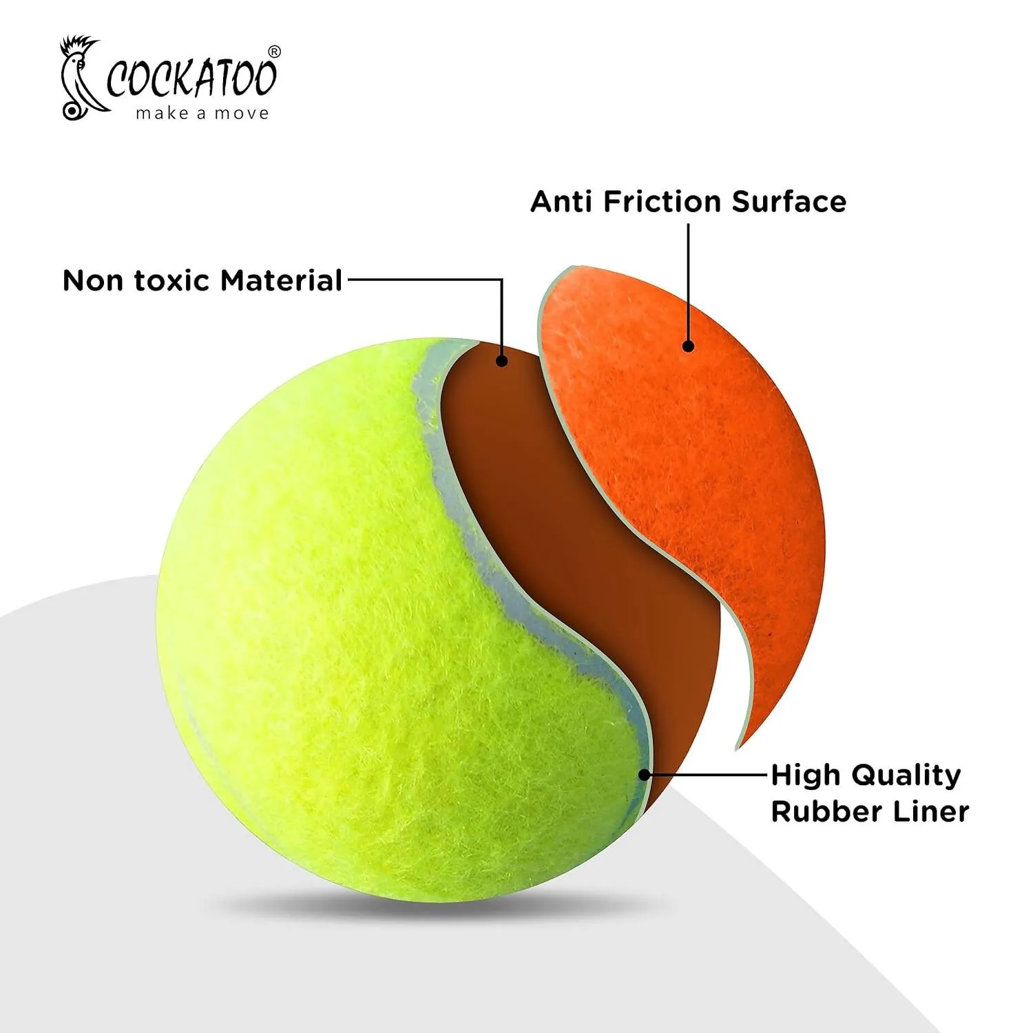 Cockatoo Rubber Cricket Tennis Ball (Pack of 2)