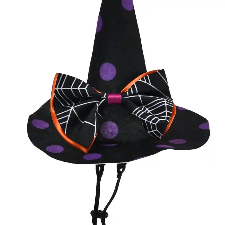 Dog Halloween Witch's hat with a bow
