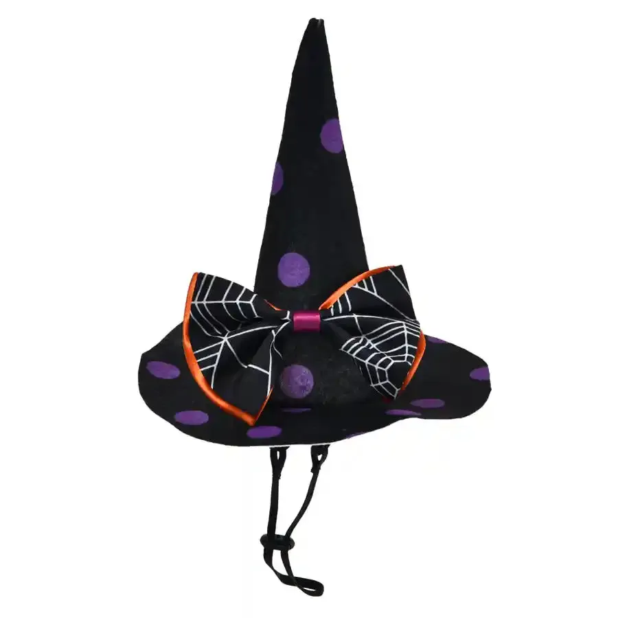 Dog Halloween Witch's hat with a bow