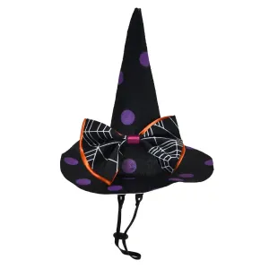 Dog Halloween Witch's hat with a bow