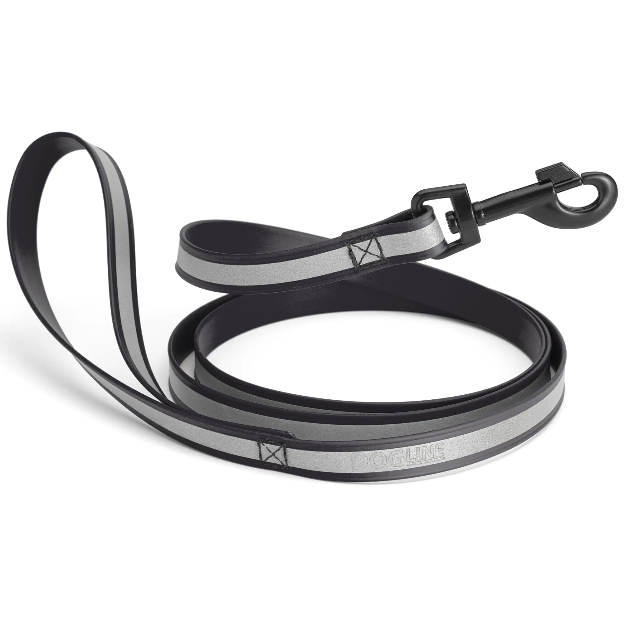Dogline Reflective Biothane Dog Leash with Black Hardware