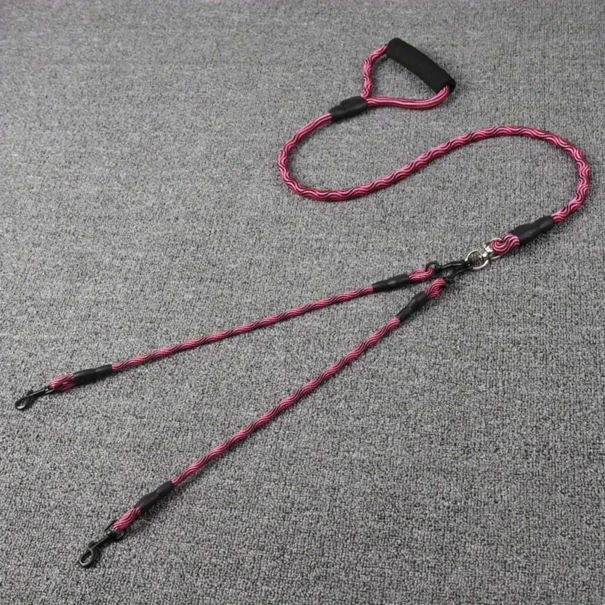 Dual-Head Dog Leash with Wave Pattern - Detachable and Anti-Tangle