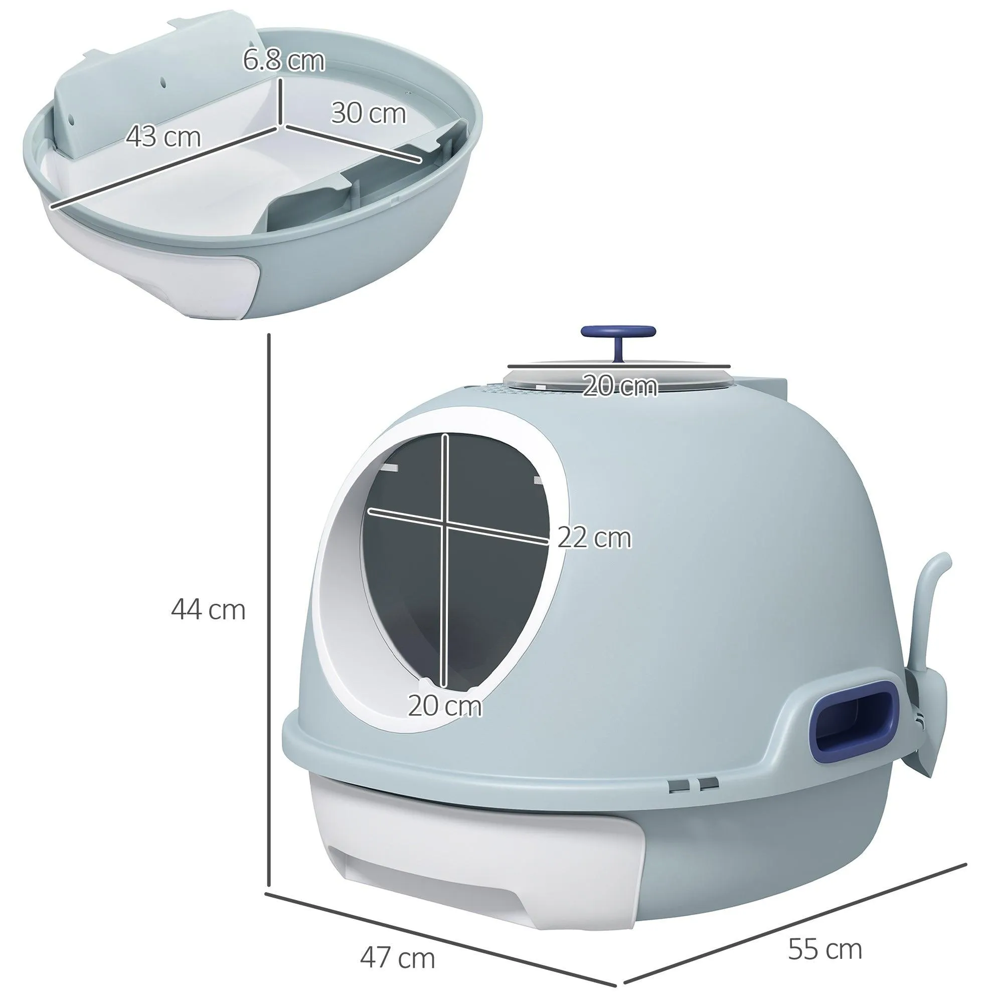 Enclosed Drawer Cat Litter Box - Light Blue
