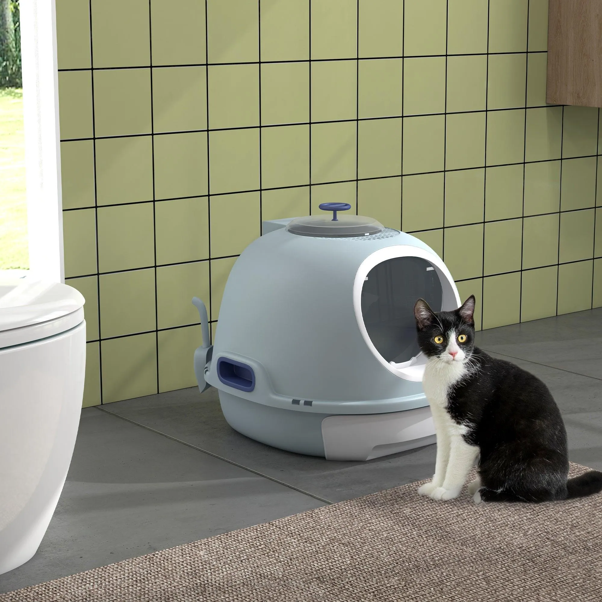 Enclosed Drawer Cat Litter Box - Light Blue