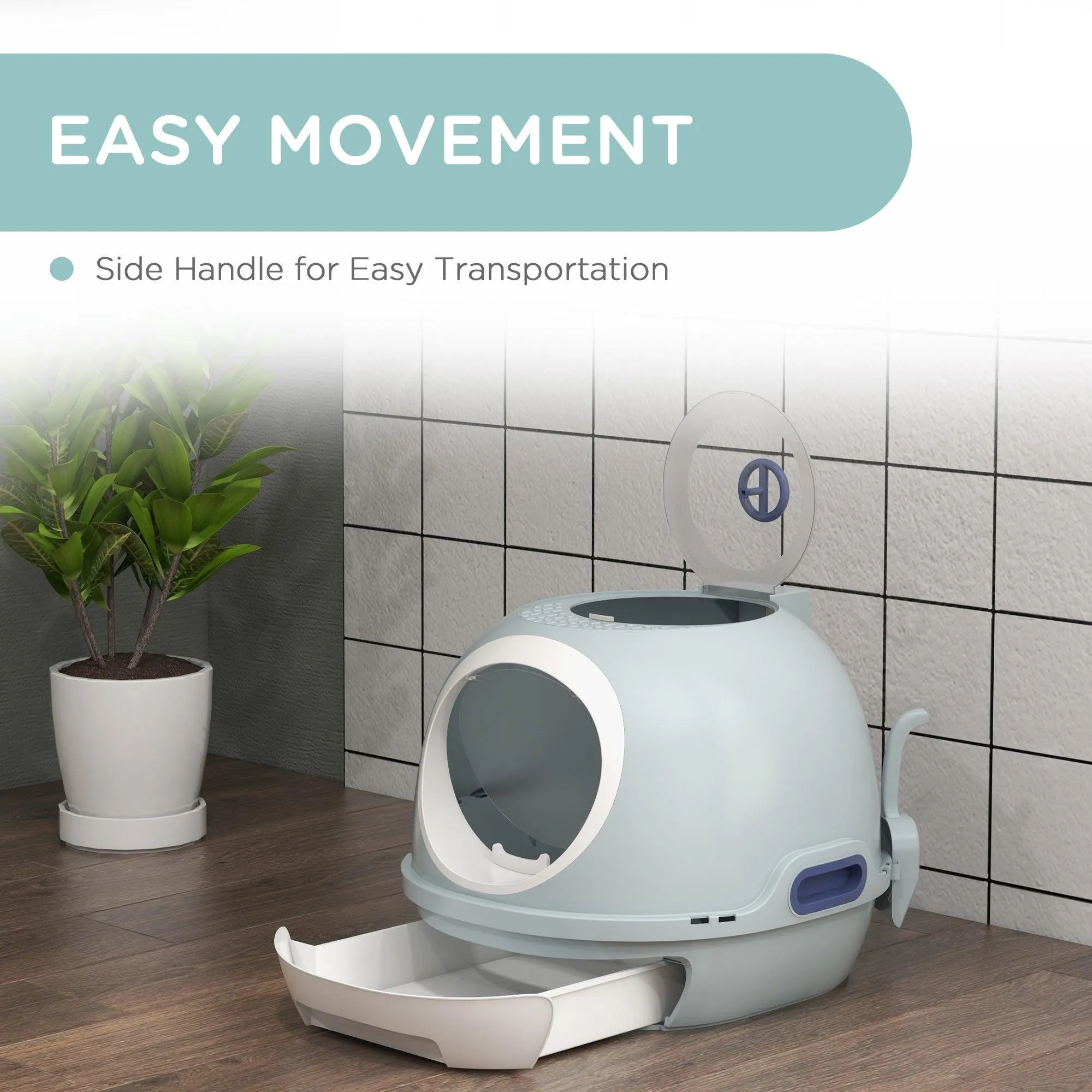Enclosed Drawer Cat Litter Box - Light Blue