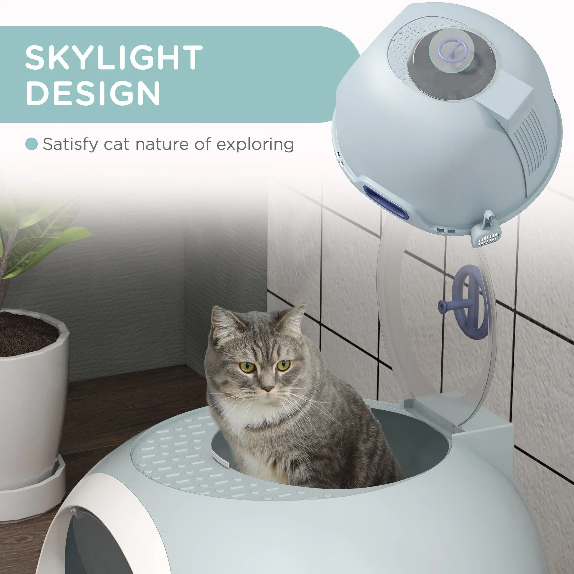 Enclosed Drawer Cat Litter Box - Light Blue