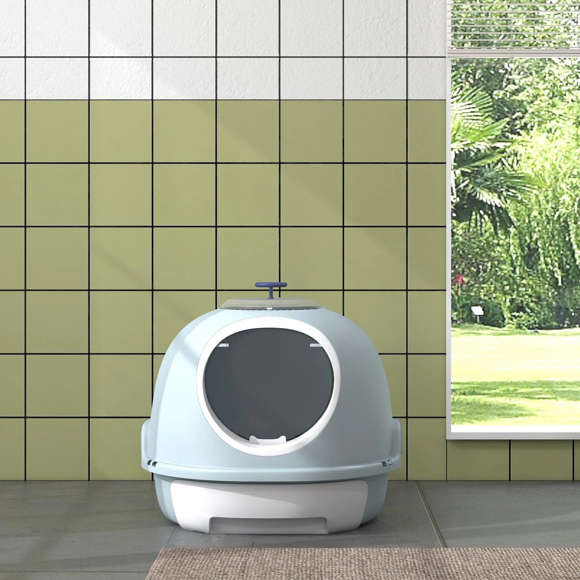 Enclosed Drawer Cat Litter Box - Light Blue