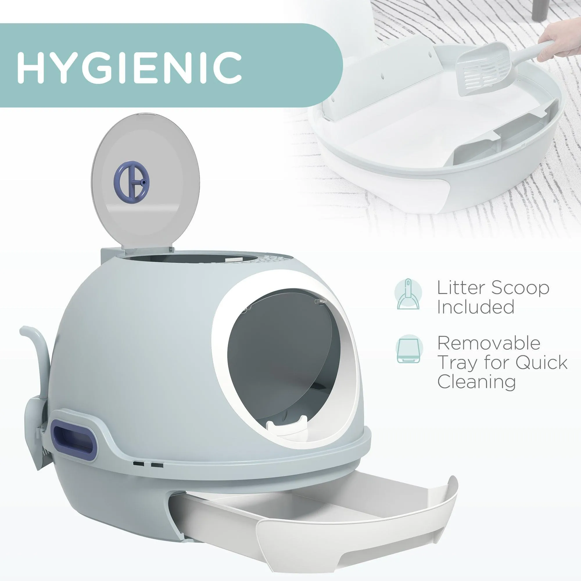 Enclosed Drawer Cat Litter Box - Light Blue