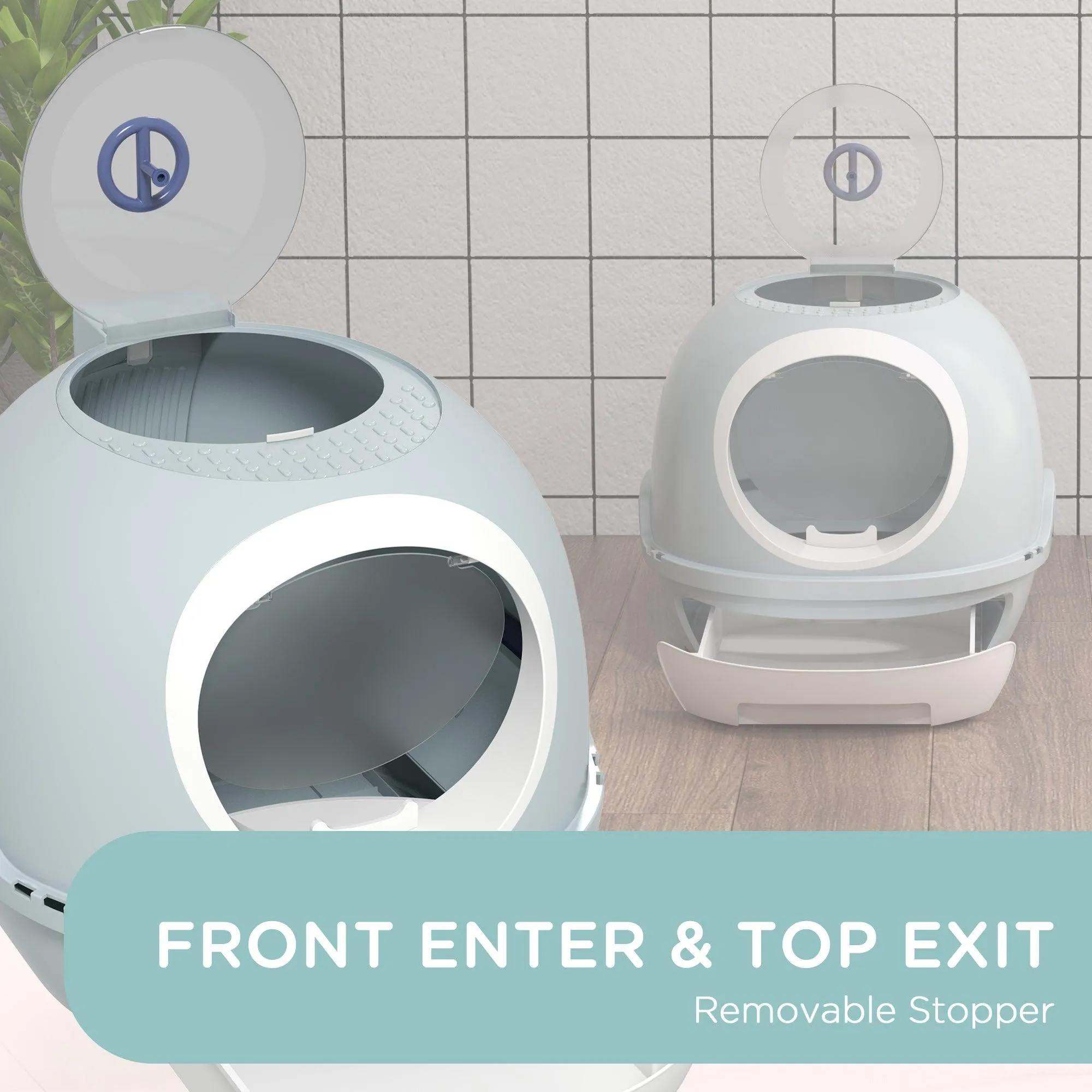 Enclosed Drawer Cat Litter Box - Light Blue