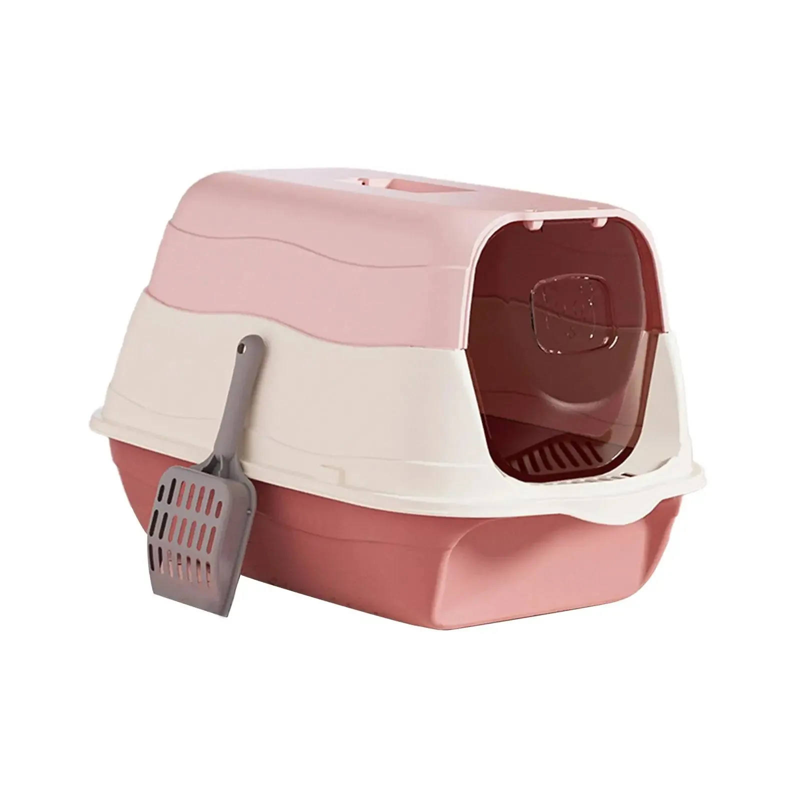 Enclosed Hooded Cat Litter Box with Scoop - Odor-Resistant and Easy to Clean
