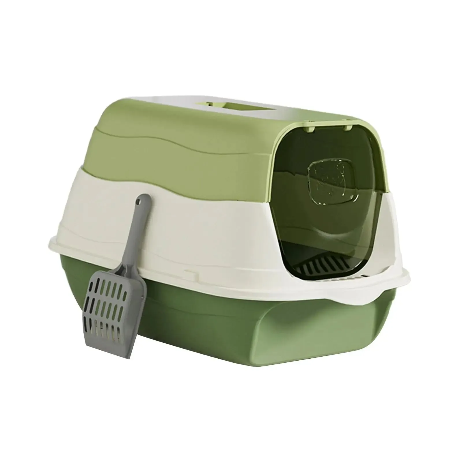 Enclosed Hooded Cat Litter Box with Scoop - Odor-Resistant and Easy to Clean