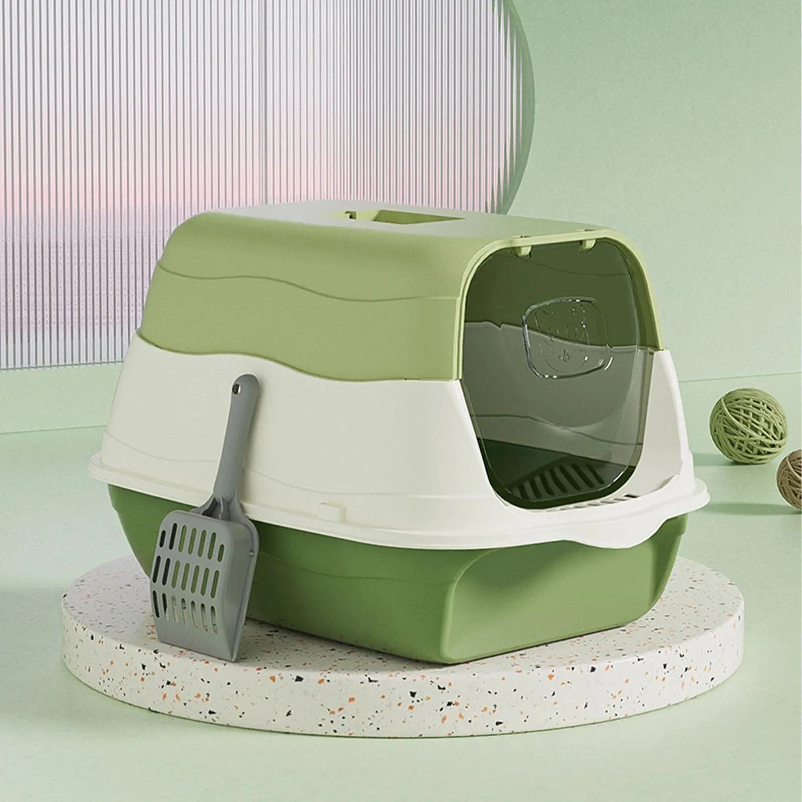 Enclosed Hooded Cat Litter Box with Scoop - Odor-Resistant and Easy to Clean