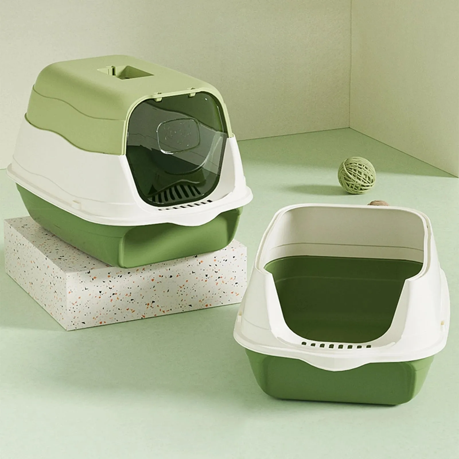 Enclosed Hooded Cat Litter Box with Scoop - Odor-Resistant and Easy to Clean