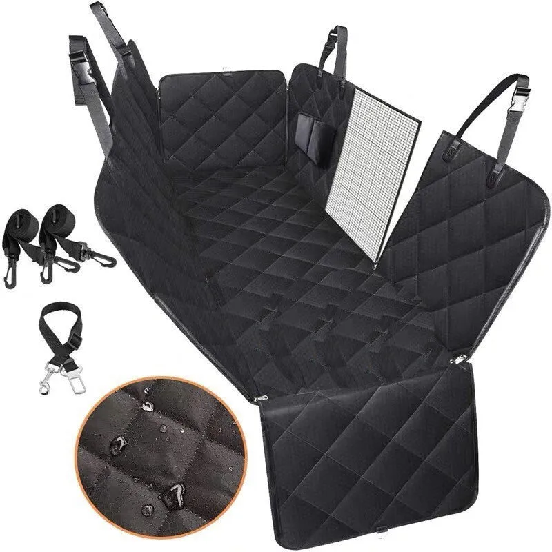 PawGuard: Dog Car Seat Cover with Mesh View, Zipper, & Pocket – Waterproof Hammock Protecto
