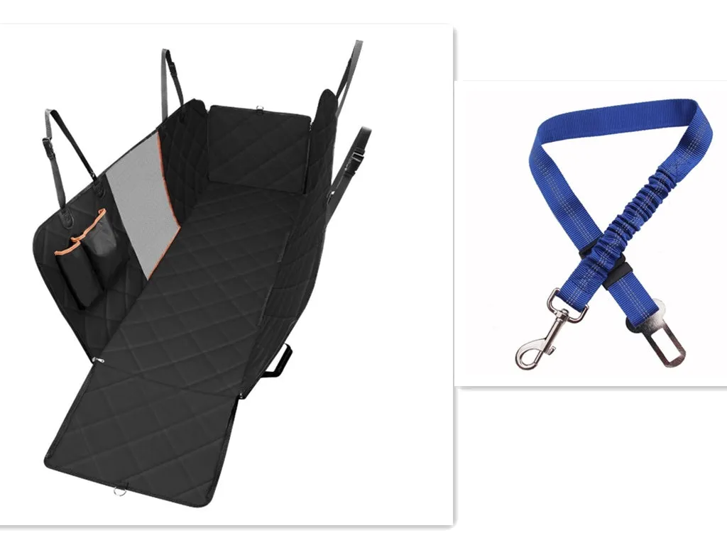 PawGuard: Dog Car Seat Cover with Mesh View, Zipper, & Pocket – Waterproof Hammock Protecto