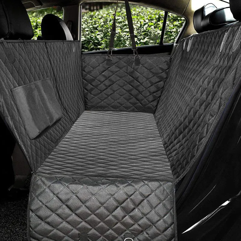 PawGuard: Dog Car Seat Cover with Mesh View, Zipper, & Pocket – Waterproof Hammock Protecto