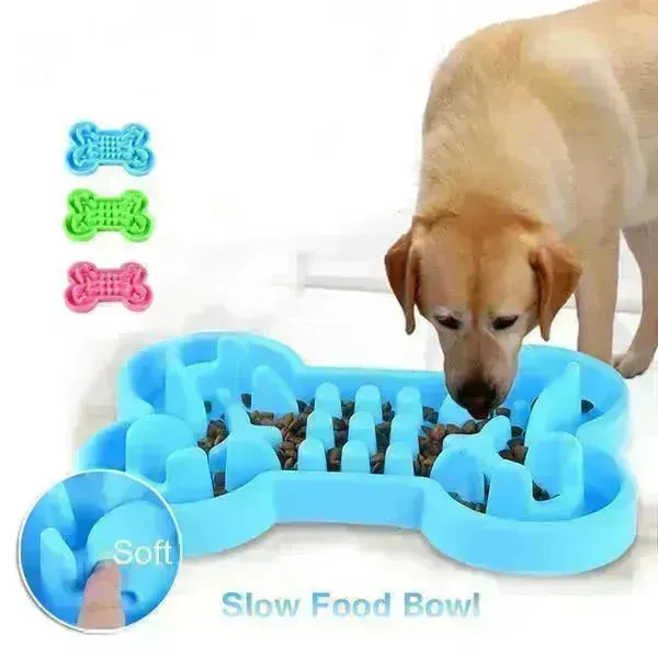 Pet Dog Slow Food Feeder Anti Choke Travel Bowl