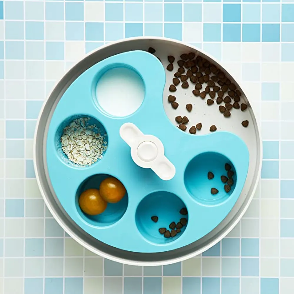 PetDreamHouse Medium Spin Interactive Feeder Palette for Dogs and Cats (Blue)