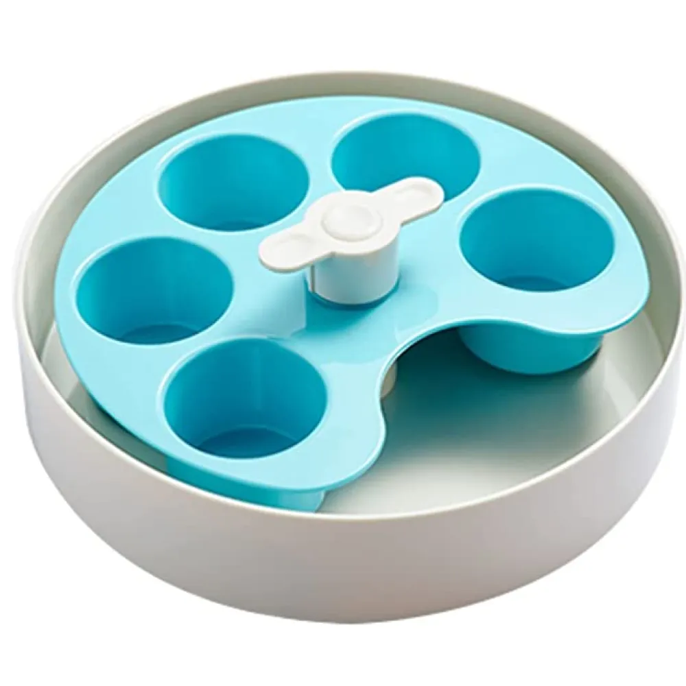 PetDreamHouse Medium Spin Interactive Feeder Palette for Dogs and Cats (Blue)