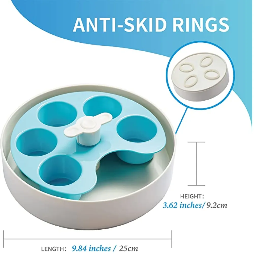 PetDreamHouse Medium Spin Interactive Feeder Palette for Dogs and Cats (Blue)