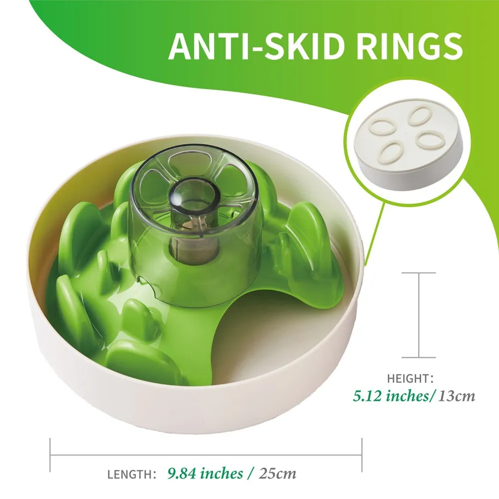 PetDreamHouse SPIN Interactive Slow Feeder For Cats & Dogs (Green UFO Maze)