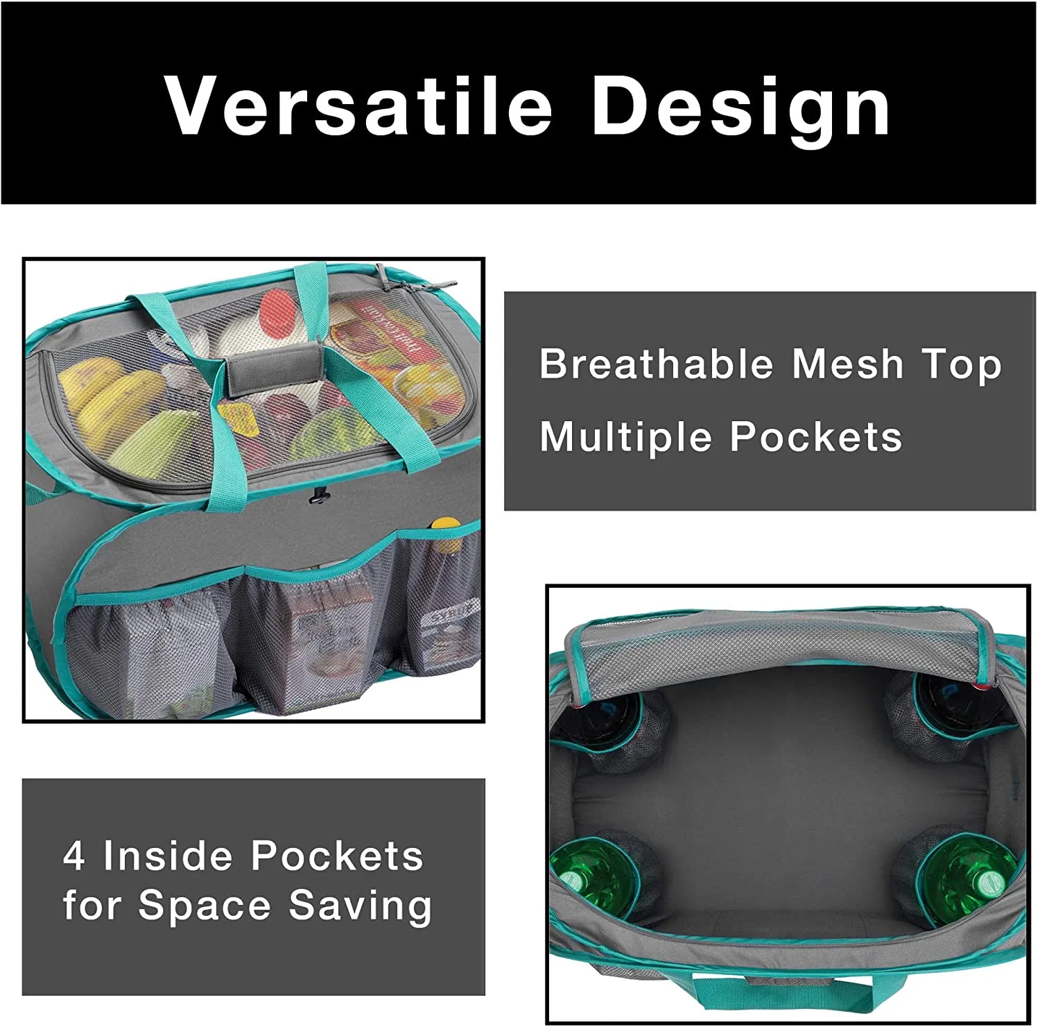 Pop Up Car Trunk Organizer with Easy Carry Handles, Side Pockets, and Zipper Top