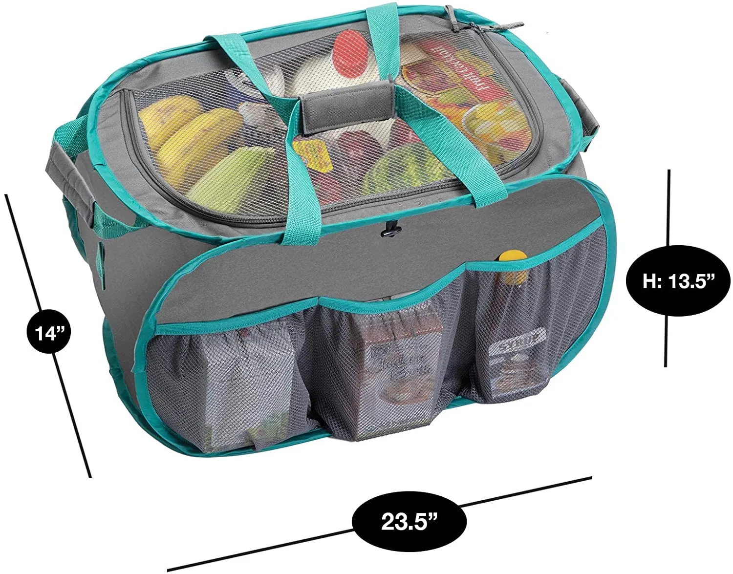 Pop Up Car Trunk Organizer with Easy Carry Handles, Side Pockets, and Zipper Top