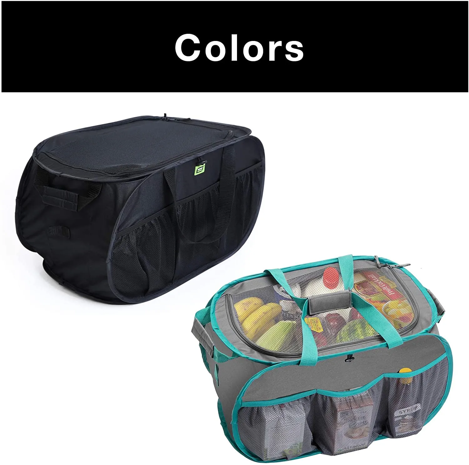 Pop Up Car Trunk Organizer with Easy Carry Handles, Side Pockets, and Zipper Top