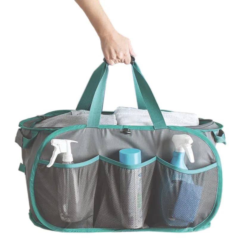 Pop Up Car Trunk Organizer with Easy Carry Handles, Side Pockets, and Zipper Top