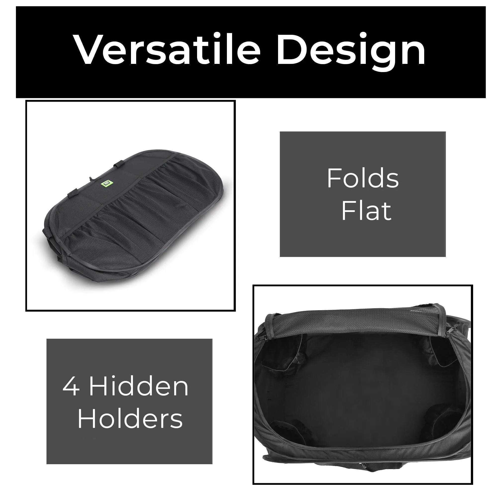 Pop Up Car Trunk Organizer with Easy Carry Handles, Side Pockets, and Zipper Top