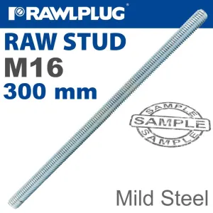 RAWLPLUG MILD STEEL STUD M16-300MM RAW STUD M16-300