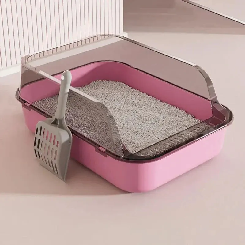 Semi-Enclosed Cat Litter Box with Scoop