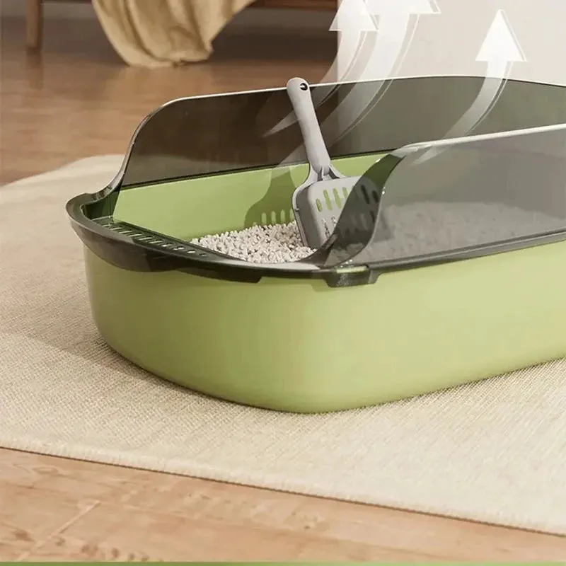 Semi-Enclosed Cat Litter Box with Scoop