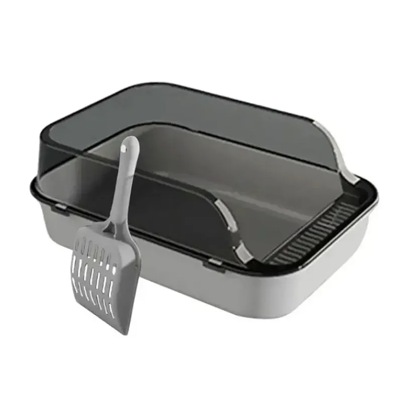 Semi-Enclosed Cat Litter Box with Scoop