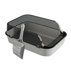 Semi-Enclosed Cat Litter Box with Scoop