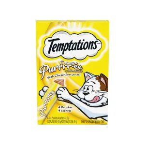 TEMPTATIONS Cat Treats, Adult Creamy Puree Lickables, Chicken, 4-Pack, 12 g